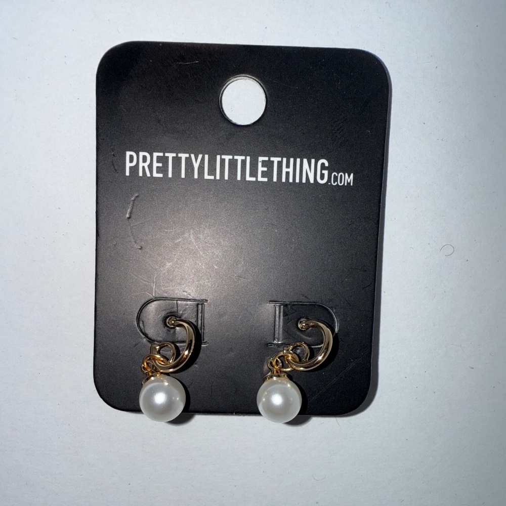 Gold  mini pearl hoops